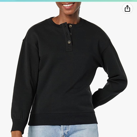 Amazon essentials Women’s pkus size Henley fleece sweatshirt‎ . NWT - Picture 6 of 7